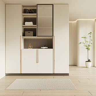 Modern Shoe Cabinet Cream Shoe Cabinet Partition Wardrobe 3d model