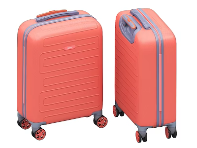 Orange Hard Shell Suitcases With Gray Trim And Red Wheels Modern Design 3d model