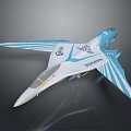 Blue And White Model Airplane With Sleek Design And Stylish Wing Patterns 3d model