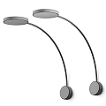 Modern Curved Arm Wall Lamp With Gold And Black Metal Round Base And Shade