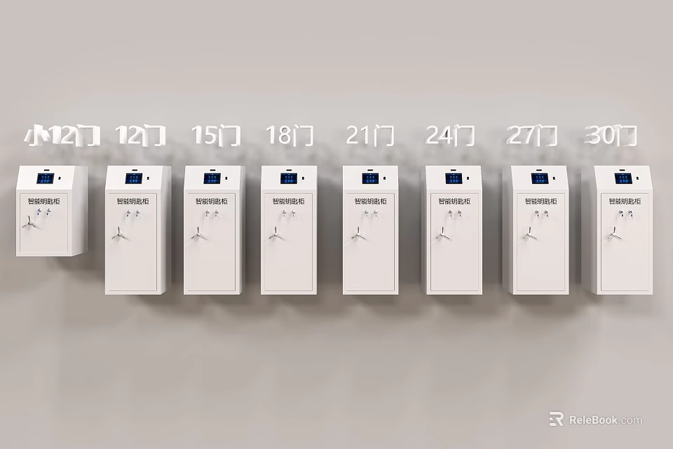 White Electrical Devices With 12 To 30 Door Counts In Row Arrangement 3d model 