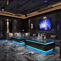 Modern KTV Interior Design With Large LED Screen Colorful Lights And Comfortable Seats 3d model