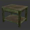 Rustic Wooden Side Table With Textured Top Drawer And Lower Shelf