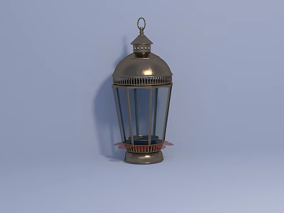 Metal Table Lamp with Lantern Design Decorative Top and Hollow Out Details for Home Decor 3d model
