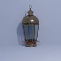 Metal Table Lamp with Lantern Design Decorative Top and Hollow Out Details for Home Decor
