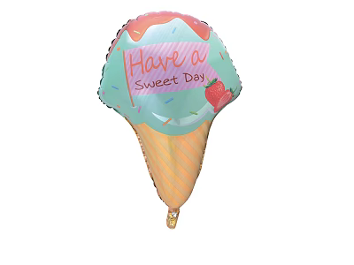 Ice Cream Shaped Balloon with Have a Sweet Day Text and Strawberry Decoration 3d model