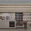 Modern Showroom Interior With Color Swatches Shelves And Display Counter