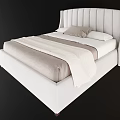 Modern Light Colored Double Bed With Tufted Headboard Pillows And Cozy Blanket For Elegant Bedroom 3d model
