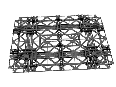 Industrial Metal Grid Frame Structure With Cross Beams And Support Assembly 3d model