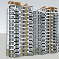Modern High Rise Residential Building With Multiple Windows Balconies And Roof Structures 3d model