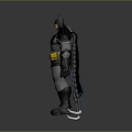 Batman Character With Muscular Build Spiked Shoulders Black Cape Yellow Utility Belt And Weapons