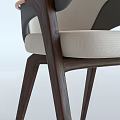 Modern Dining Chair With Light Fabric Seat Dark Wooden Legs And Curved Backrest Design