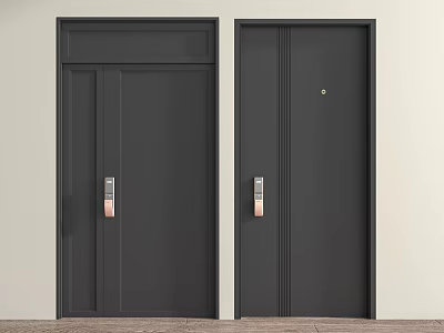 Modern Black Swing Doors With Metal Handles And Sleek Frames For Home Entrance 3d model