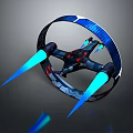 Futuristic Circular Flying Vehicle With Blue Glowing Thrusters And Streamlined Design
