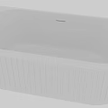 White Ribbed Modern Bathtub With Sleek Oval Shape And Central Drain Design