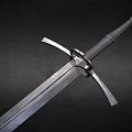 Classic Medieval Sword Featuring Crossguard Black Hilt and Sharp Metallic Blade 3d model