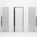 Modern Minimalist Hinged Doors Interior Design With Vertical Slats And Black Handles