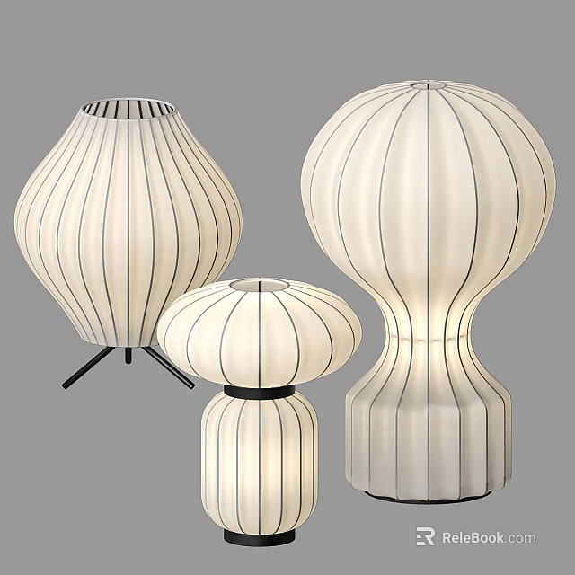 White Striped Inflatable Decorations With Three Various Shapes Design 3d model