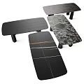 Modern Marble Top Dining Table With Black Sleek Legs And Minimalist Design