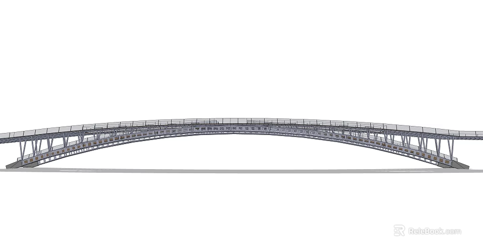 Modern Arch Bridge With Steel Structure And Sleek Railings Design 3d model 