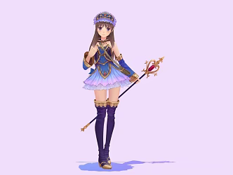 Game Beautiful Girl Two-dimensional Hand-made Cute Virtual Characters 3d model