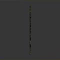 Decorative Scythe Weapon With Red And Black Blade Green Patterned Long Handle And Ornate Design