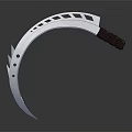 Silver Curved Blade Weapon With Hollow Design And Metal Handle For Combat Use