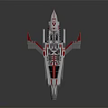 Silver White Sci Fi Spaceship With Red Black Stripes Streamlined Wing Design For Space Aerospace 3d model