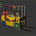 Yellow Heavy Duty Industrial Forklift With Red Gas Cylinder Black Forks And Cab