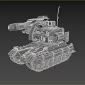 Modern Military Tank with Large Missile Launcher Tracked Chassis and Antenna