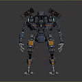 Sci Fi Robot Character With Mechanical Body Blue Orange Armor And Back Equipment 3d model