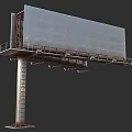 Large Blank Outdoor Billboard With Metal Support Pole And Industrial Structure Design