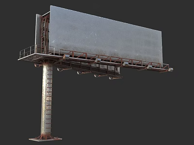 Large Blank Outdoor Billboard With Metal Support Pole And Industrial Structure Design 3d model