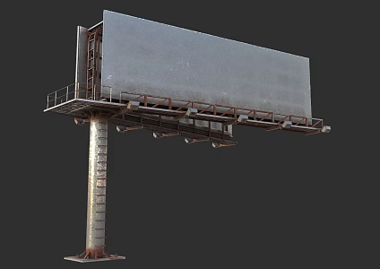 PBR Next Generation Billboard Antiaircraft Artillery Advertising Outdoor Advertising High Speed Advertising Overpass Scene Parts Advertising Frame Column Advertising Bulletin Board 3d model