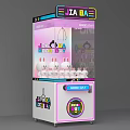 Fun Claw Machine with Rabbit Dolls Pink White Design JIA BA Sign and DOLL CLUB