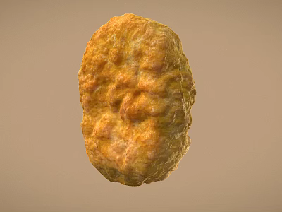 Golden Yellow Oval Shaped Wrinkled Surface Freshly Baked Food On Plain Beige Background 3d model