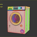White Front Load Washing Machine With Digital Display And Control Panel 3d model