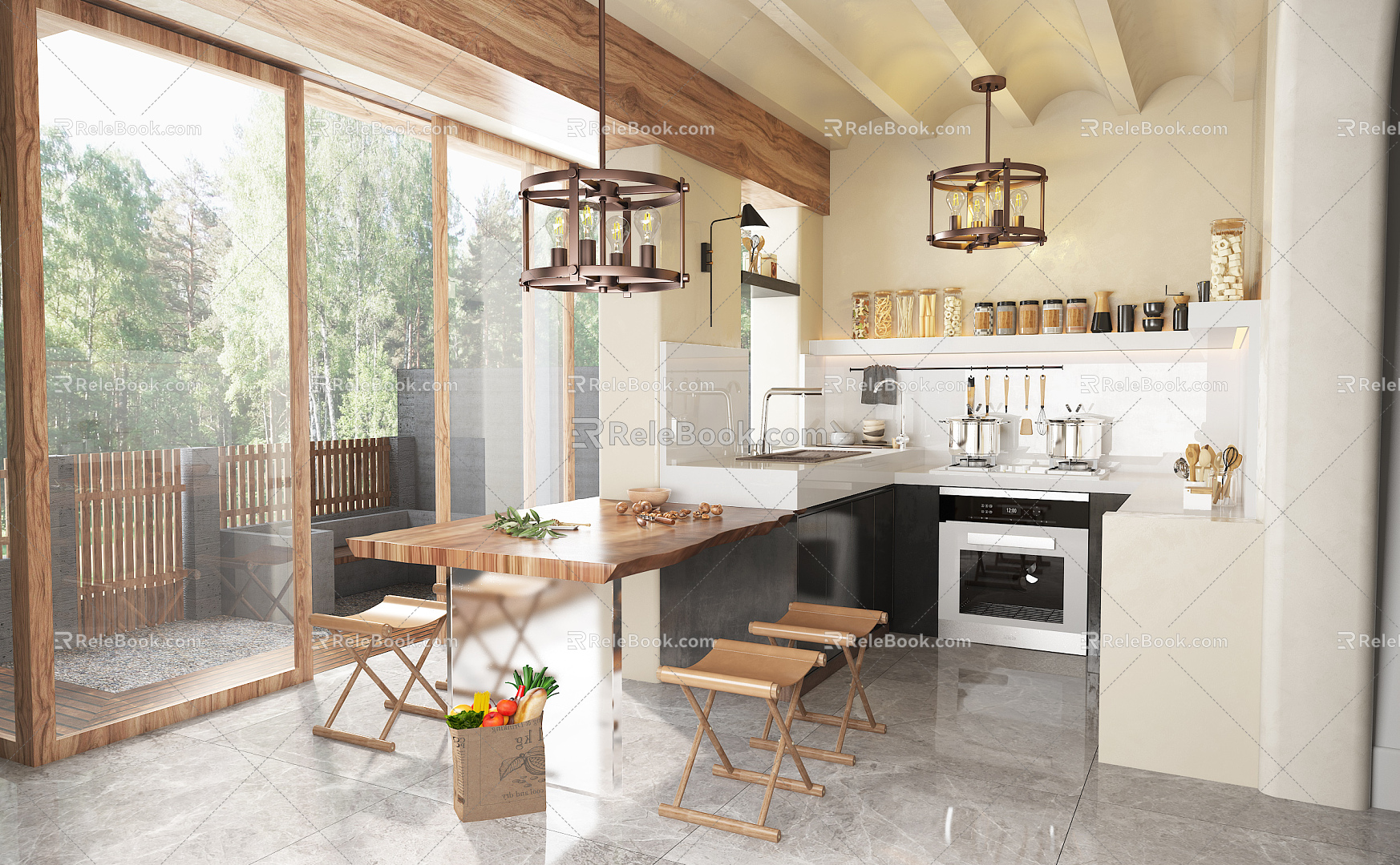 Open kitchen Modern kitchen 3d model