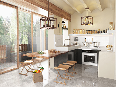 Open kitchen Modern kitchen 3d model