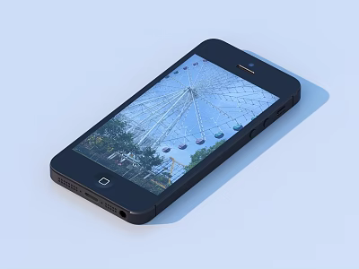 Mobile Phone As Daily Necessity Showing Ferris Wheel On Screen 3d model
