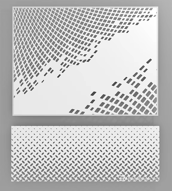 Modern Geometric Perforated Decorative Panels With Diamond And Square Patterns 3d model 