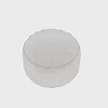White Round Pouf With Simple Design And Stitched Details For Home Decor