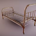 Rusted Metal Bed Frame With Aged Vintage Slatted Structure And Rustic Design 3d model