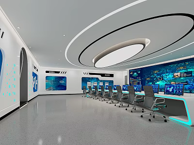 Modern Monitoring Room Data Center Exhibition Hall 3d model
