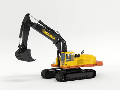 XCMG Utility Vehicle Excavator With Yellow Body Black Arm Bucket And Tracked Chassis 3d model