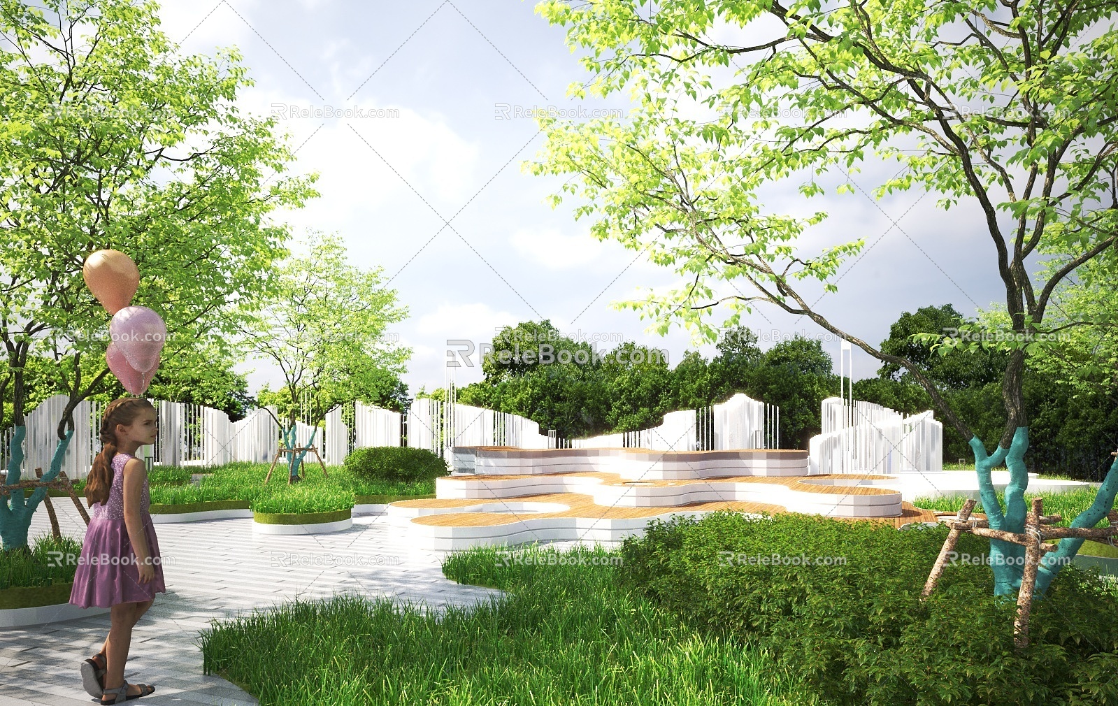 Park Landscape Garden Trail Landscape 3d model