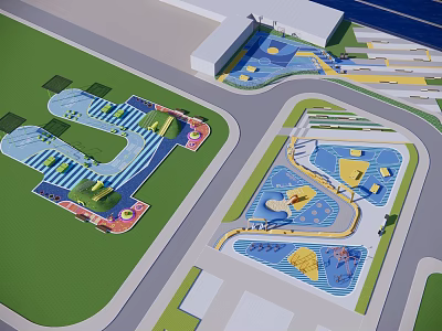 Colorful Children's Play Area Design With Multiple Play Zones And Fun Facilities 3d model