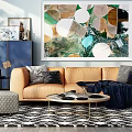 Modern three-seat sofa combination 3d model