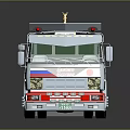 Modern Red And Gray Truck Chassis With Multiple Wheels And Roof Rack Design