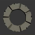Stacked Stone Cylindrical Structure With Geometric Design And Textured Surface